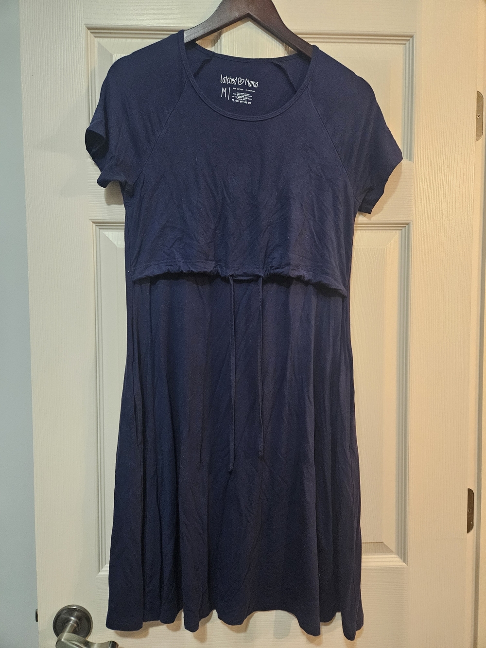 Latched Mama Navy Short Sleeve Nursing Dress